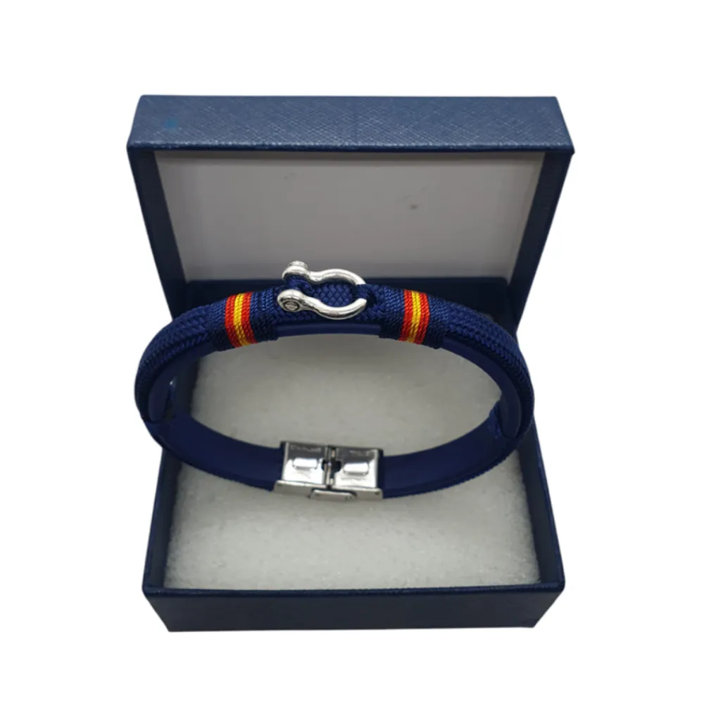 Sale PCMaes Pulsera Azul Cuerda Náutica biothane con grillete