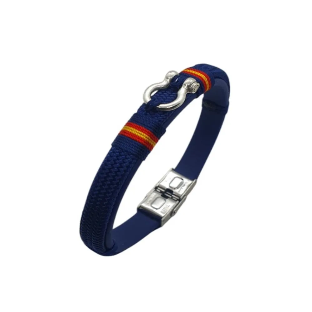 Sale PCMaes Pulsera Azul Cuerda Náutica biothane con grillete