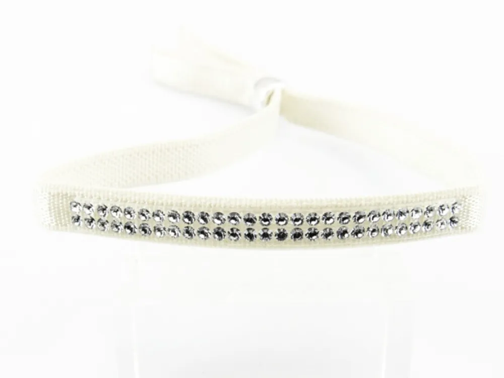 Clearance Pulsera Beig Elástica Con Cristales Swarovski