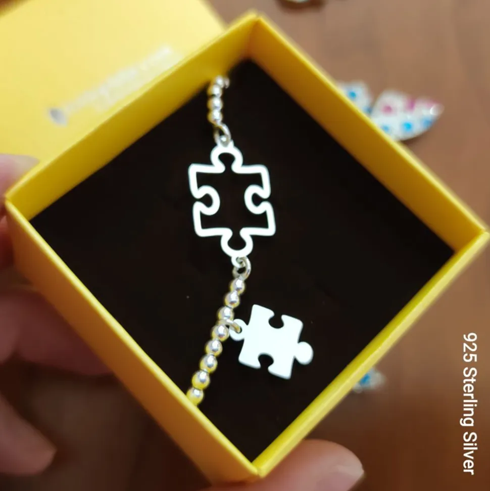 Pulsera Bolas Con Piezas De Puzzle En Plata De Ley