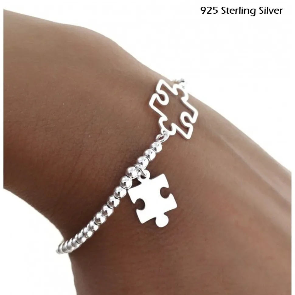 Pulsera Bolas Con Piezas De Puzzle En Plata De Ley