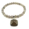 Pulsera Bolas 6 Mm De Agatha Gris Y Plata De Ley Rodiada