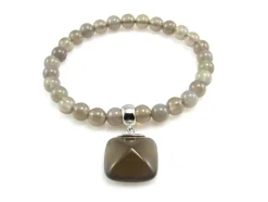 Pulsera Bolas 6 Mm De Agatha Gris Y Plata De Ley Rodiada