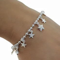 Discount Pulsera Bolas Y Estrellas De Plata De Ley
