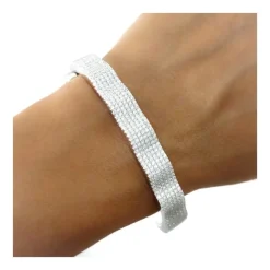 New Pulsera Brazalete De Fiesta En Plata Rodiada Con Circonitas