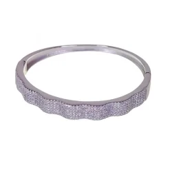 New Pulsera Brazalete De Fiesta En Plata Rodiada Con Circonitas