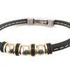 Best Pulsera Caucho Pespunteado Y Abalorios De Acero