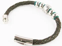 Pulsera Chico En Cuero Trenzado Y Acero Inoxidable