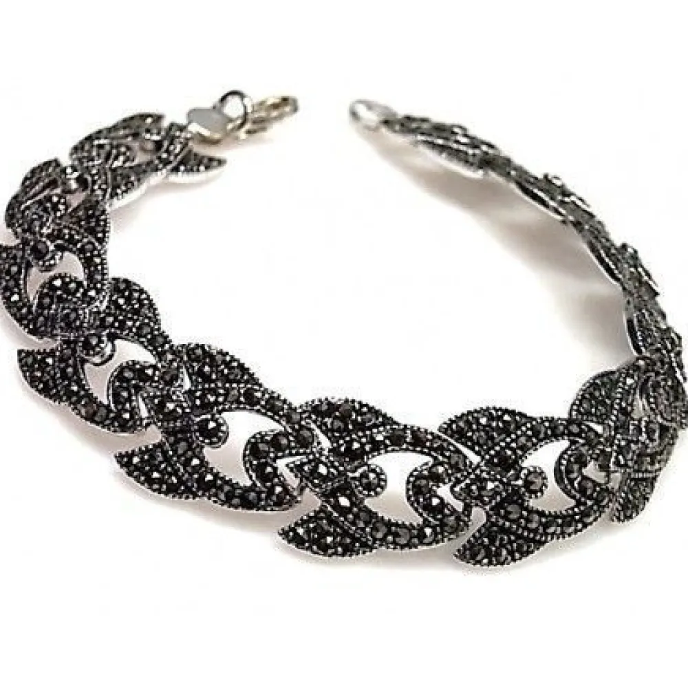 Outlet Pulsera Clásica De Plata De Ley Envejecida Con Marquesitas