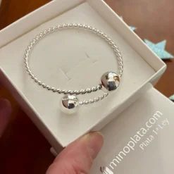 Pulsera Con Bolas De Plata De Ley Y Cuerpo Reliado