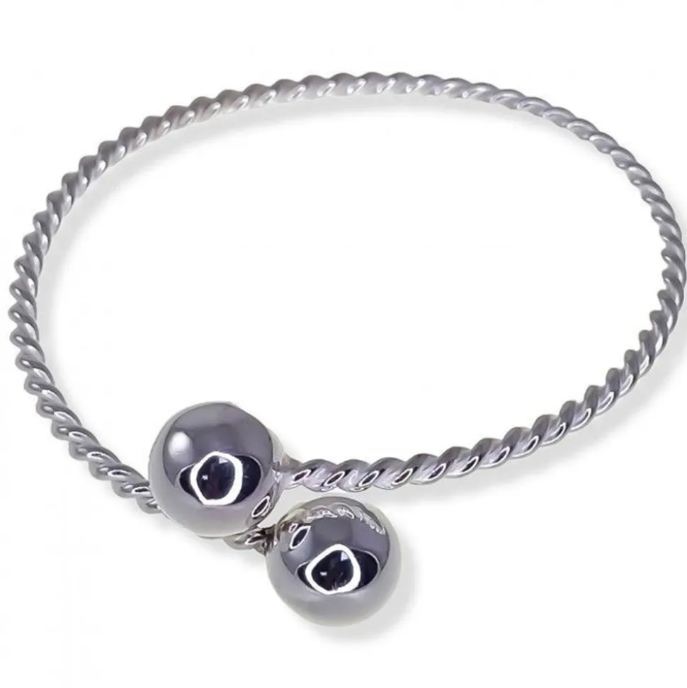 Pulsera Con Bolas De Plata De Ley Y Cuerpo Reliado