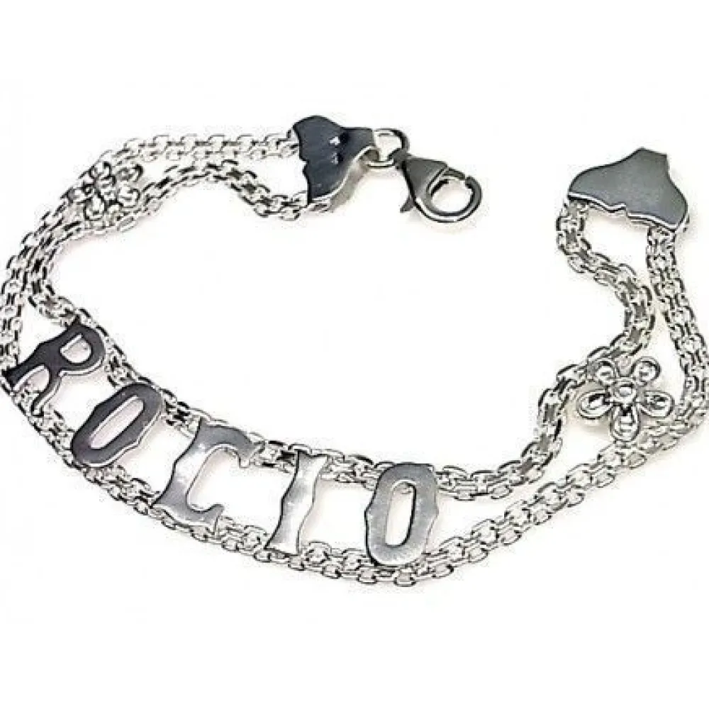 Clearance Pulsera Con Cualquier Nombre O Palabra De Plata De Ley