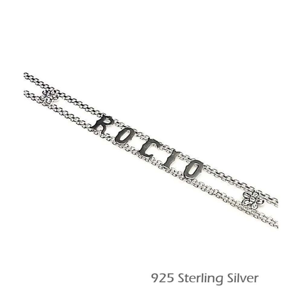 Clearance Pulsera Con Cualquier Nombre O Palabra De Plata De Ley