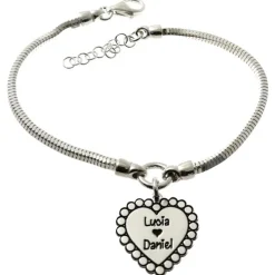 Discount Pulsera Corazón De Plata De Ley Personalizado Con Nombres