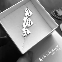 Online Pulsera Corazones Mensaje Y Nombres Personalizados De Plata