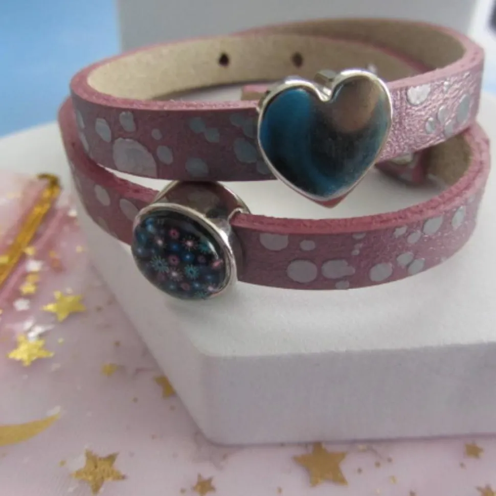 Pulsera cuero italiano con cuentas