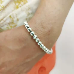 Clearance Pulsera De Bolas De Plata De Ley En 6 Mm.