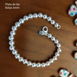 Clearance Pulsera De Bolas De Plata De Ley En 6 Mm.
