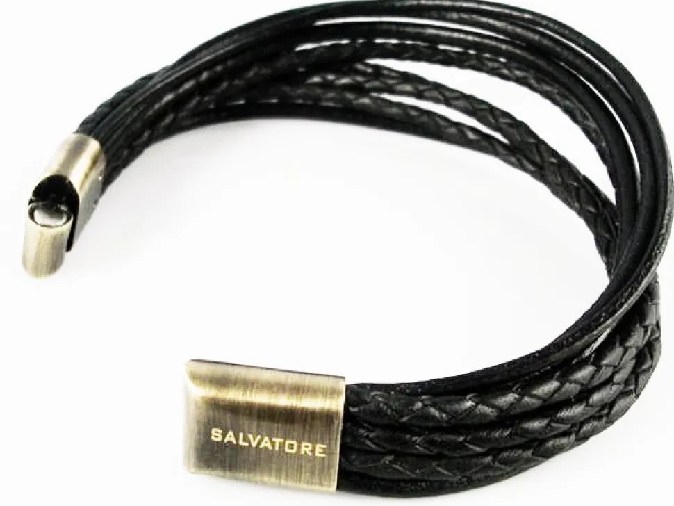 Pulsera De Chico Acero Y Piel Negra