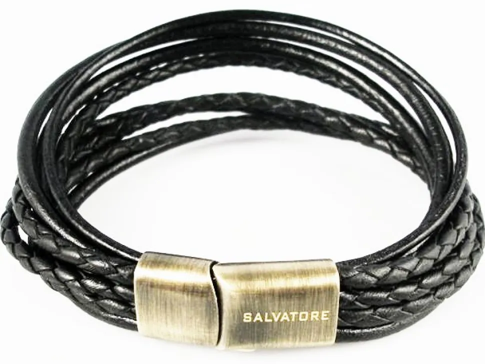 Pulsera De Chico Acero Y Piel Negra