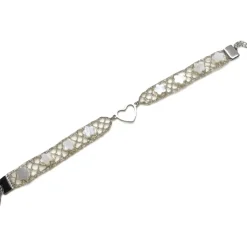 Pulsera de Encaje de Bolillos Corazón con Flores