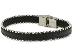 Online Pulsera De Piel Con Bolitas De Acero Inoxidable