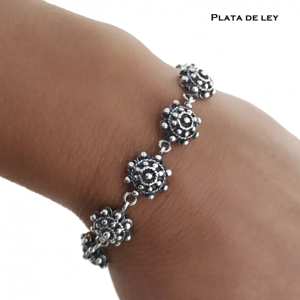 Pulsera De Plata Charro Con Mosqueton
