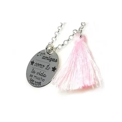 Pulsera De Plata Con Pompón Y Mensaje Para Amigas