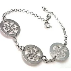Pulsera De Plata De Ley Con Árboles De La Vida