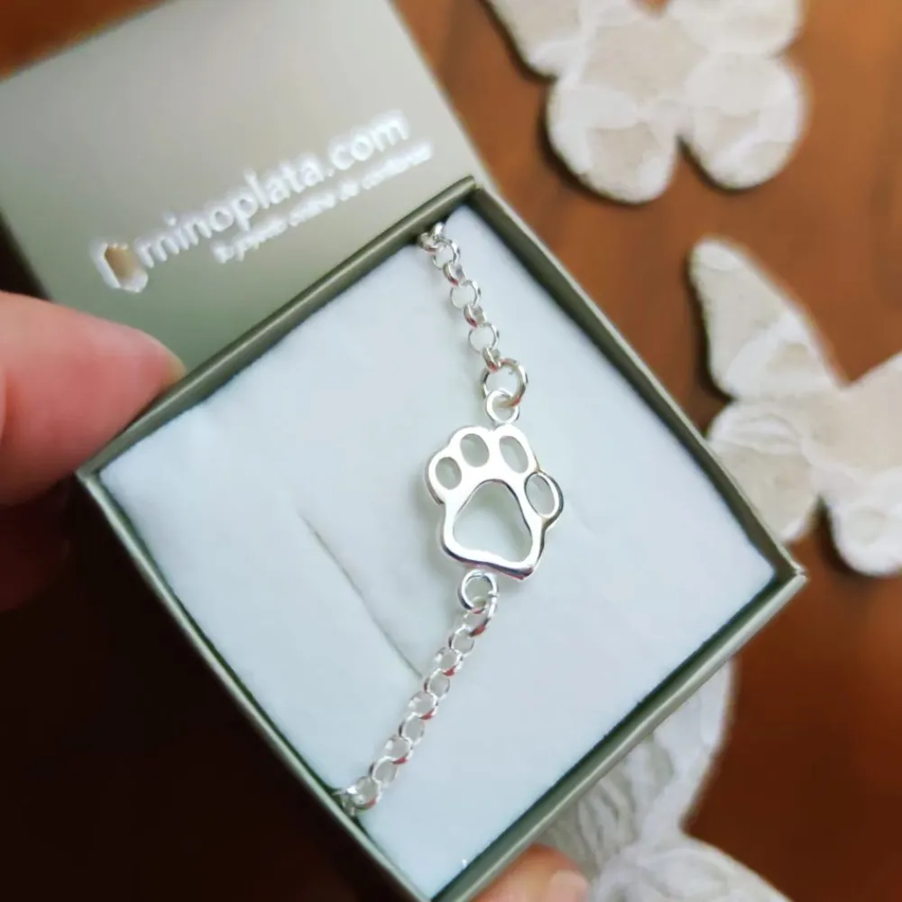 Discount Pulsera De Plata De Ley Huella De Animal Calada