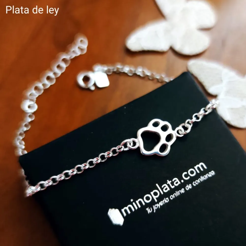 Discount Pulsera De Plata De Ley Huella De Animal Calada
