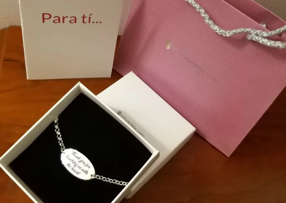 Pulsera De Plata De Ley Personalizada En Castellano, Inglés...