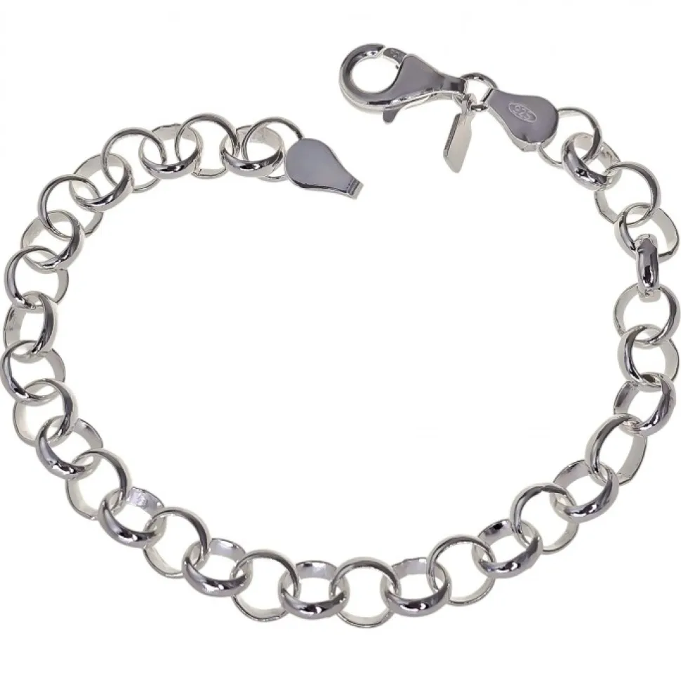 Pulsera De Plata De Ley Rolo 4 Para Colgantes Charms