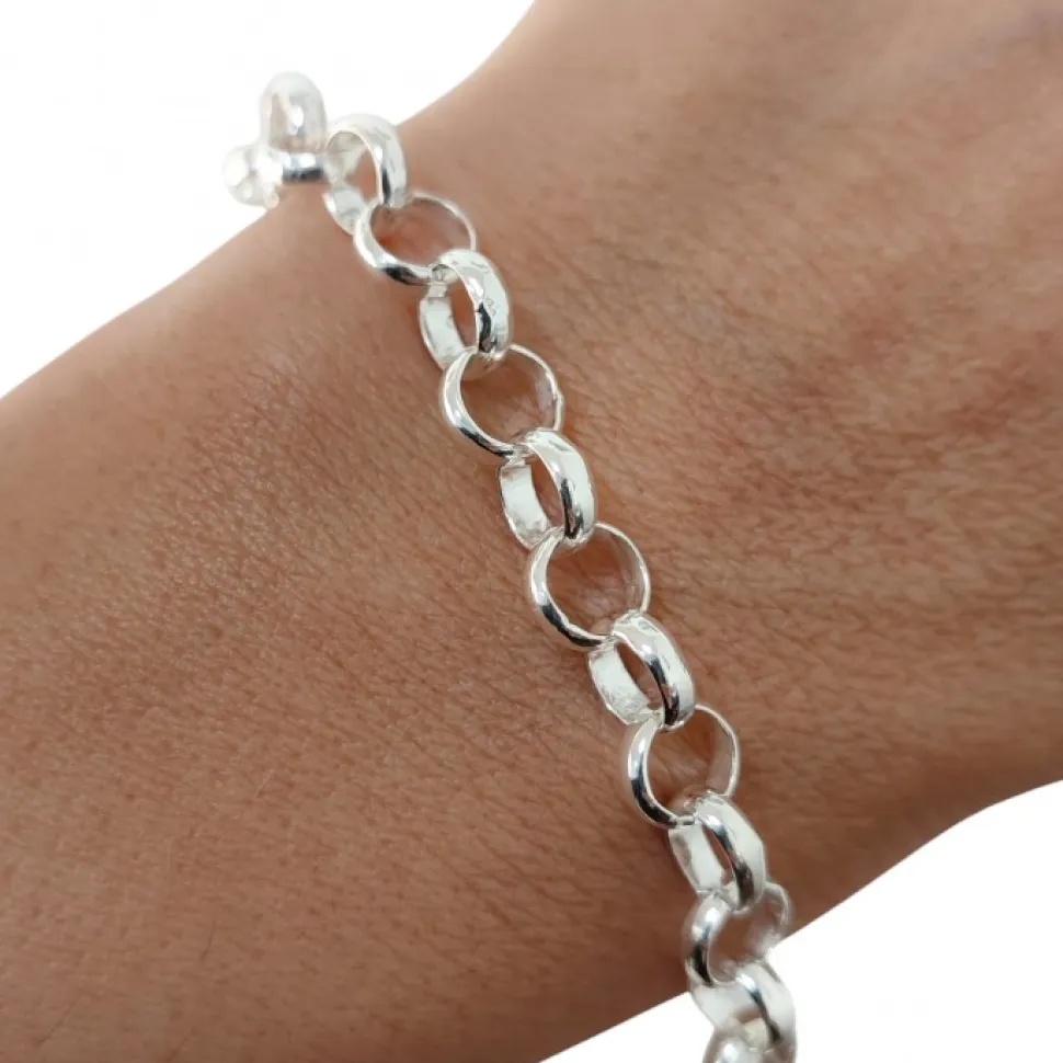 Pulsera De Plata De Ley Rolo 4 Para Colgantes Charms