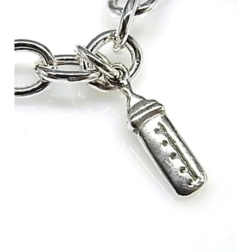 Pulsera De Plata Mamá Con Fetiches Colgantes