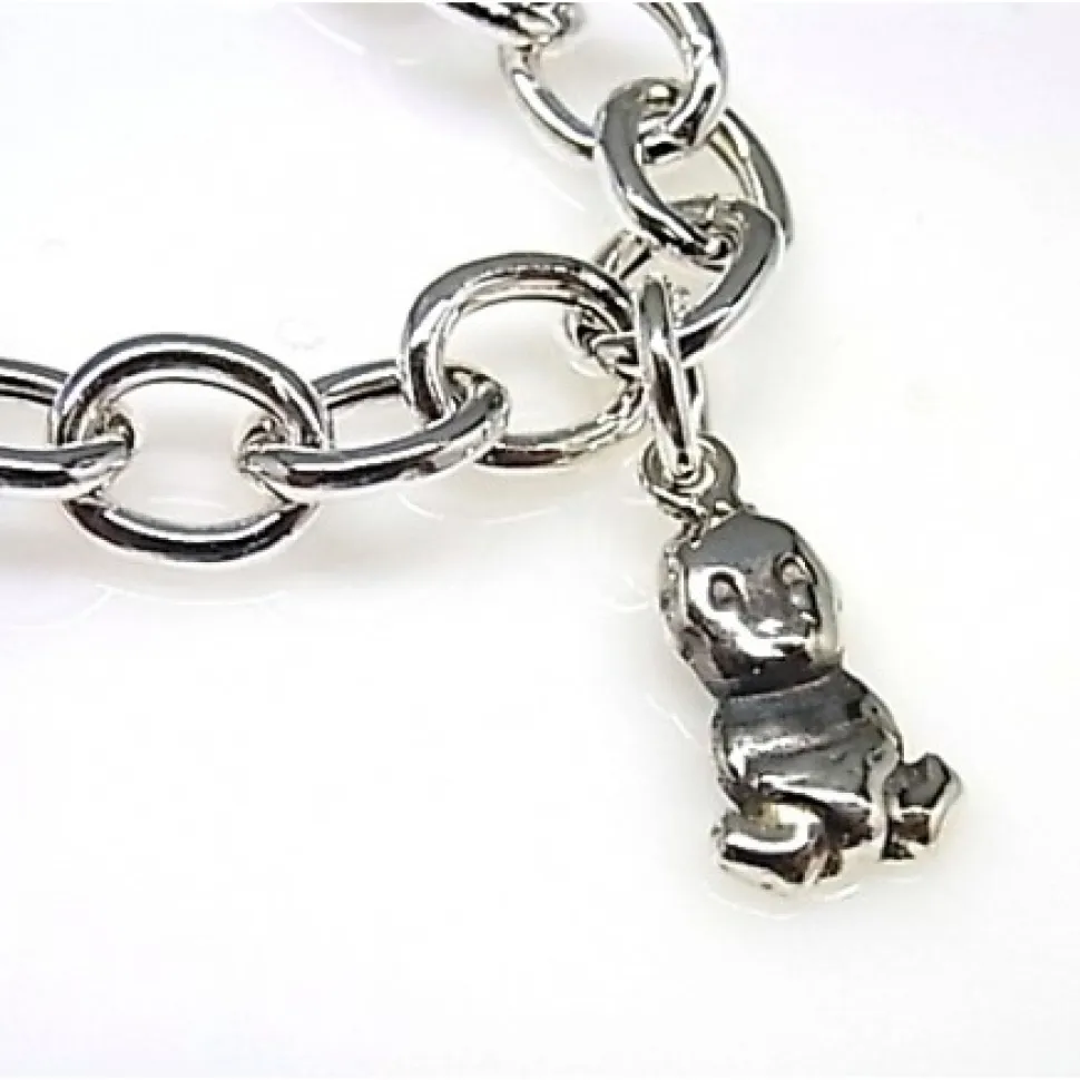 Pulsera De Plata Mamá Con Fetiches Colgantes