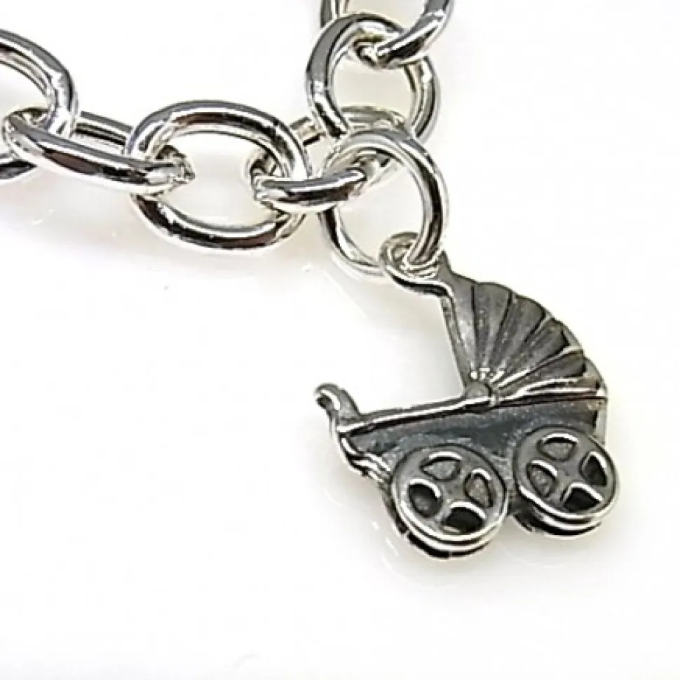 Pulsera De Plata Mamá Con Fetiches Colgantes