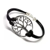 New Pulsera De Plata Y Cuero Árbol De La Vida