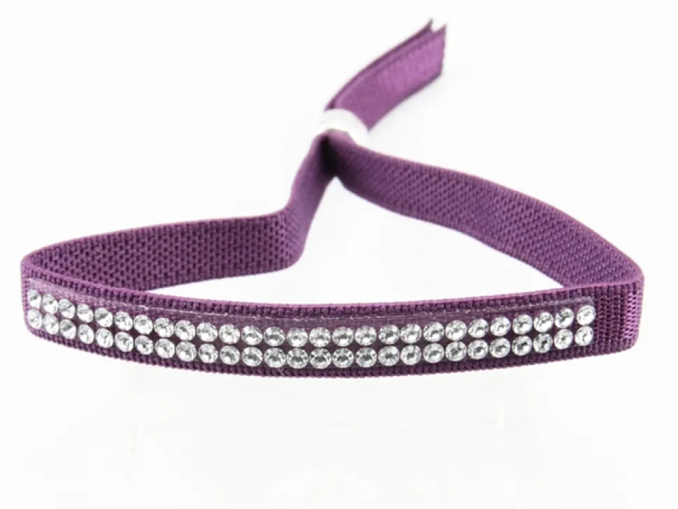 Pulsera Elástica Color Morada Con Cristales Swarovski