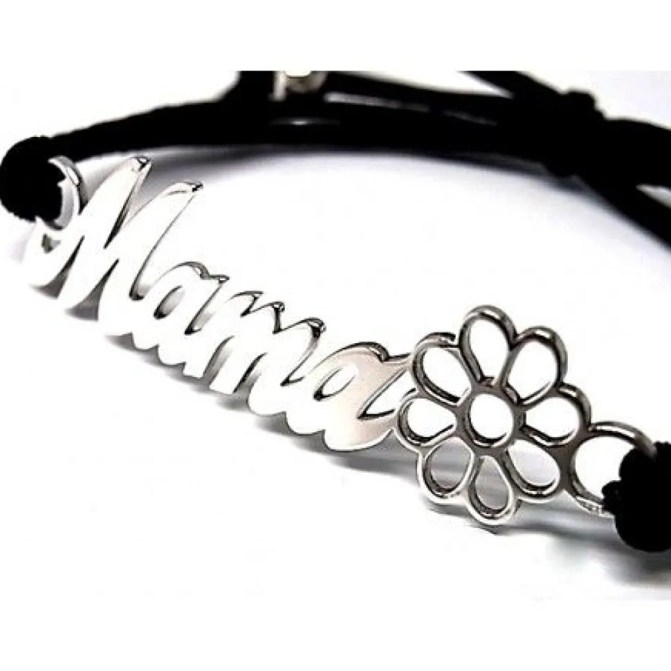 Pulsera Elástica Mamá De Plata De Ley