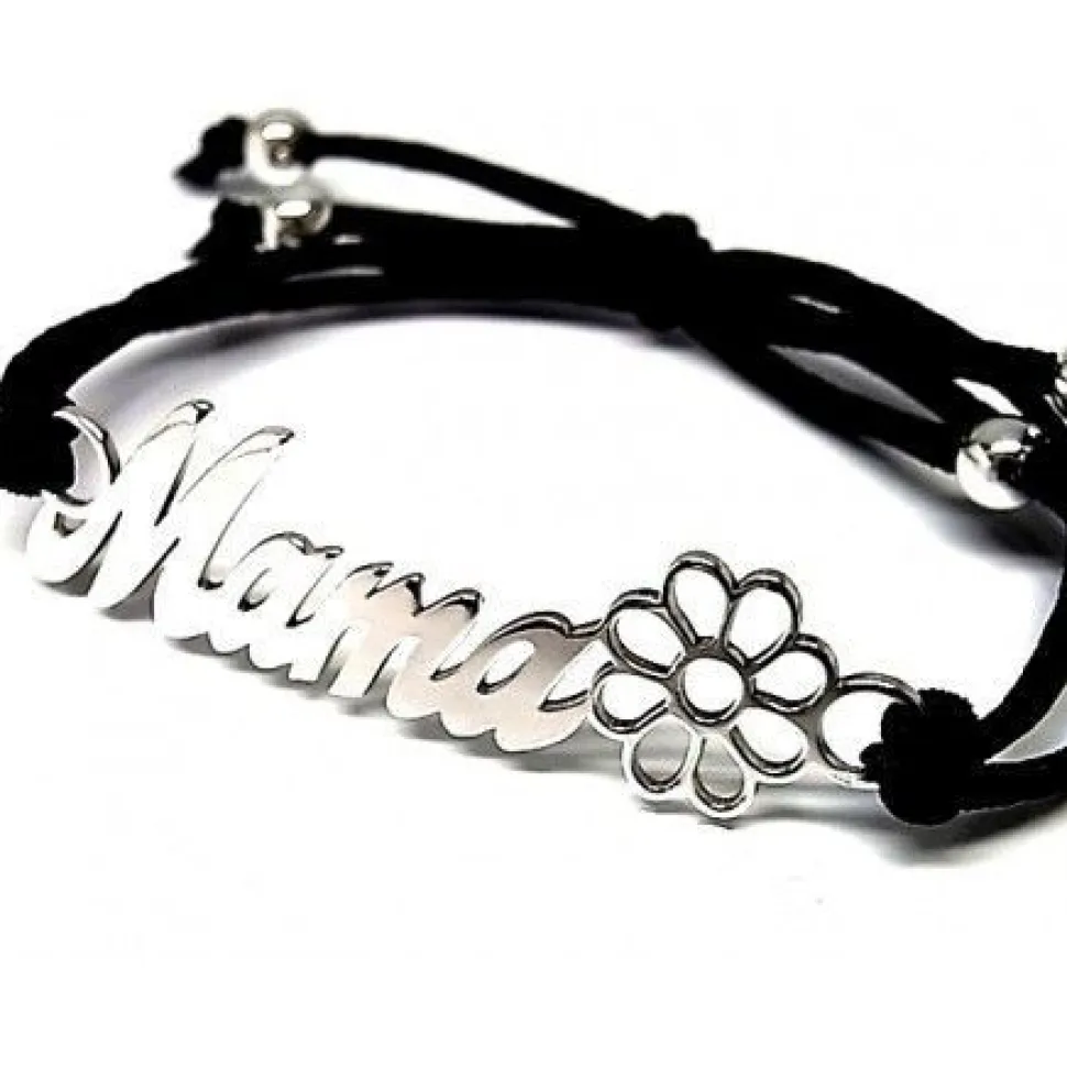 Pulsera Elástica Mamá De Plata De Ley