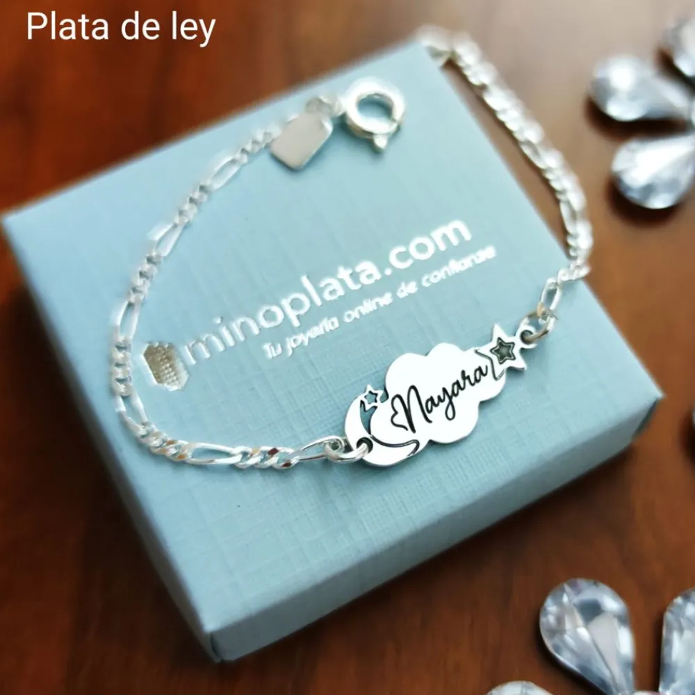 Online Pulsera Esclava Infantil Nube Personalizada De Plata De Ley