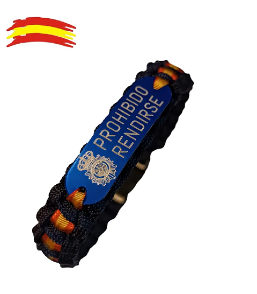 Sale PCMaes Pulsera España. Escudo del Cuerpo Nacional de Policía -Prohibido Rendirse