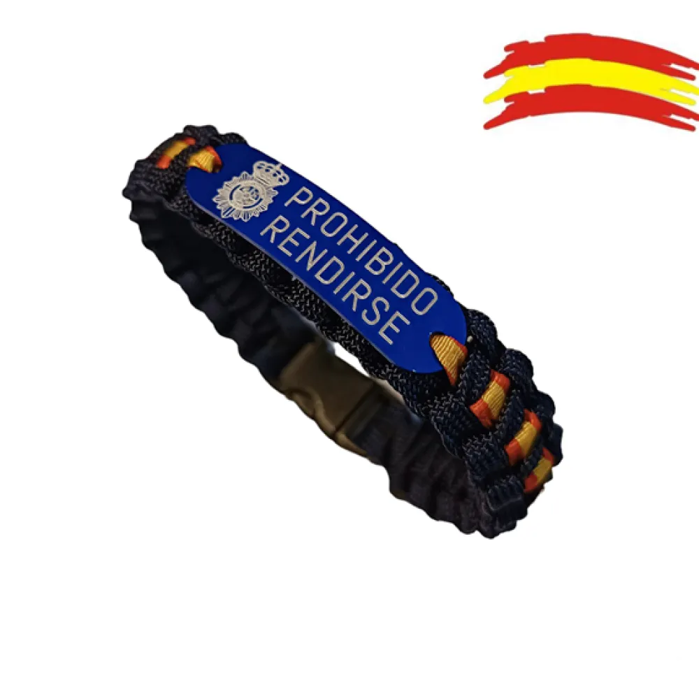 Sale PCMaes Pulsera España. Escudo del Cuerpo Nacional de Policía -Prohibido Rendirse