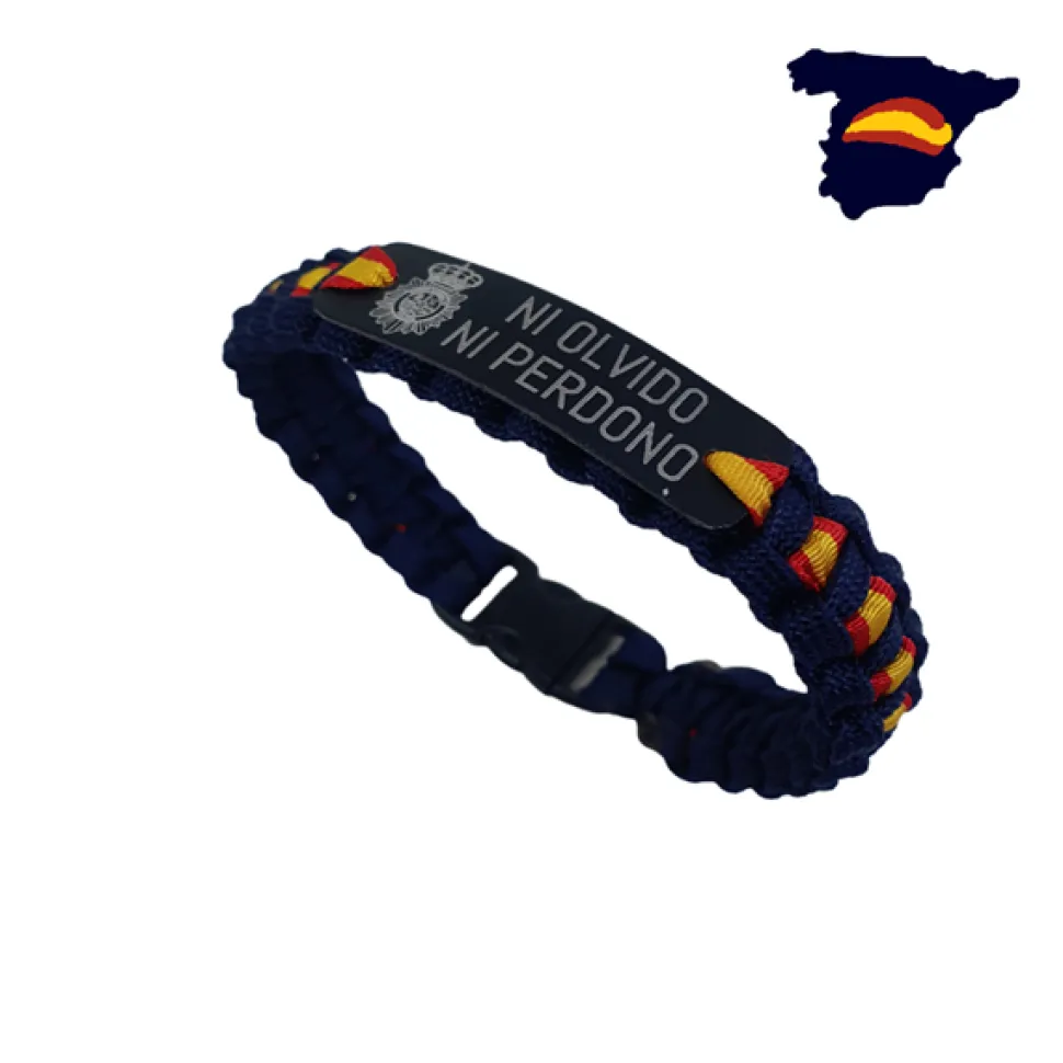 Pulsera España. Escudo del Cuerpo Nacional de Policía -Ni Olvido ni Perdono