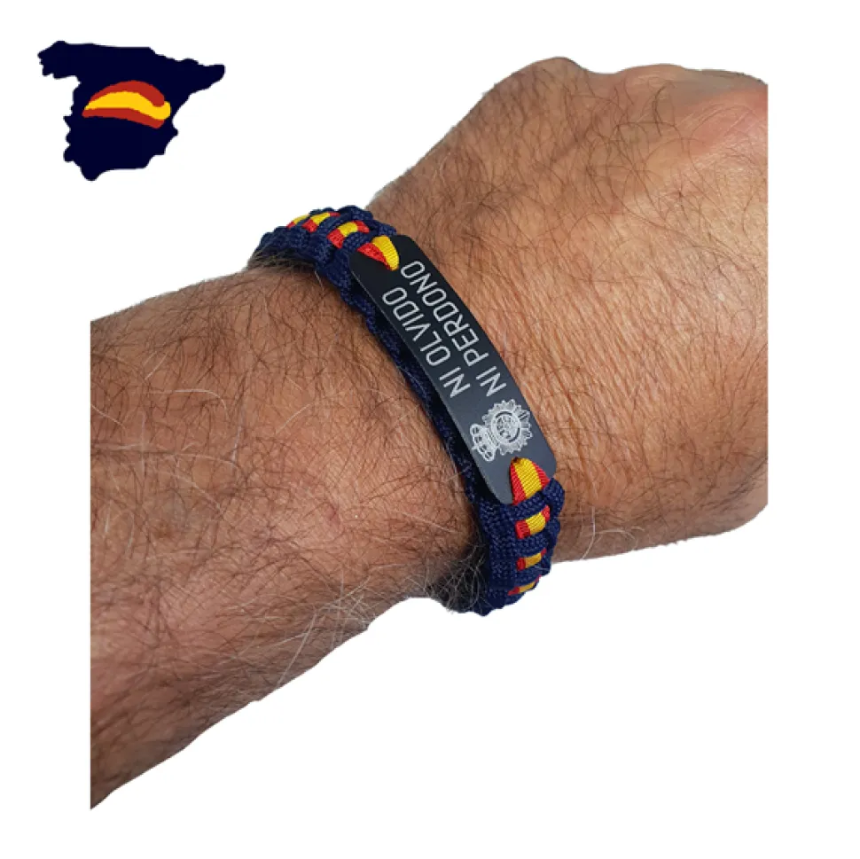 Pulsera España. Escudo del Cuerpo Nacional de Policía -Ni Olvido ni Perdono