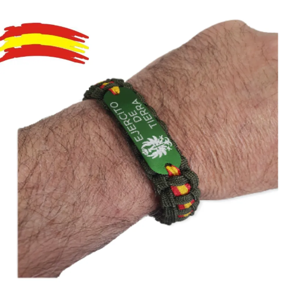 Hot PCMaes Pulsera España paracord escudo Ejército de Tierra Verde