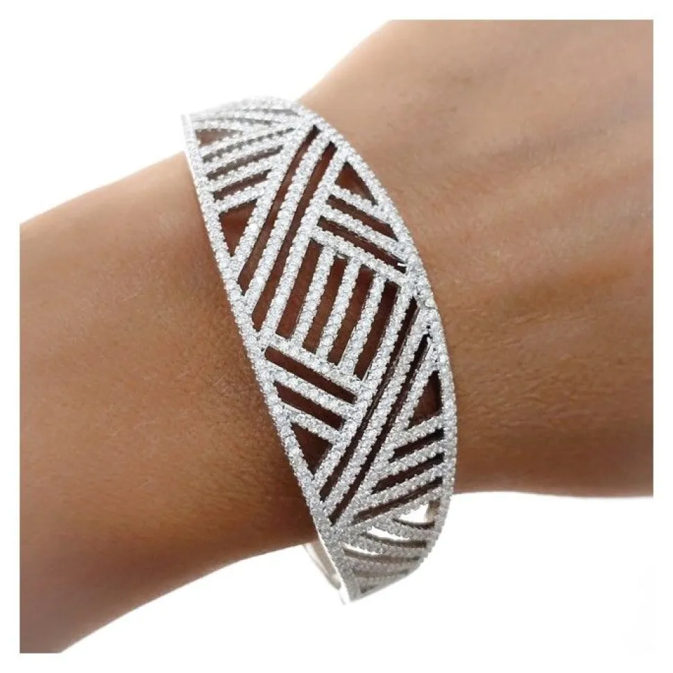 Pulsera Fiesta De Plata Rodiada Con Circonitas Microengastadas