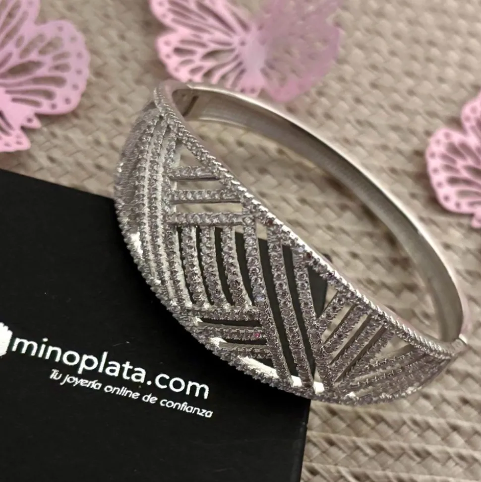 Pulsera Fiesta De Plata Rodiada Con Circonitas Microengastadas