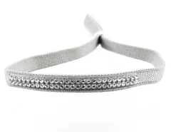 Pulsera Gris De Cinta Elástica Con Cristales Swarovski